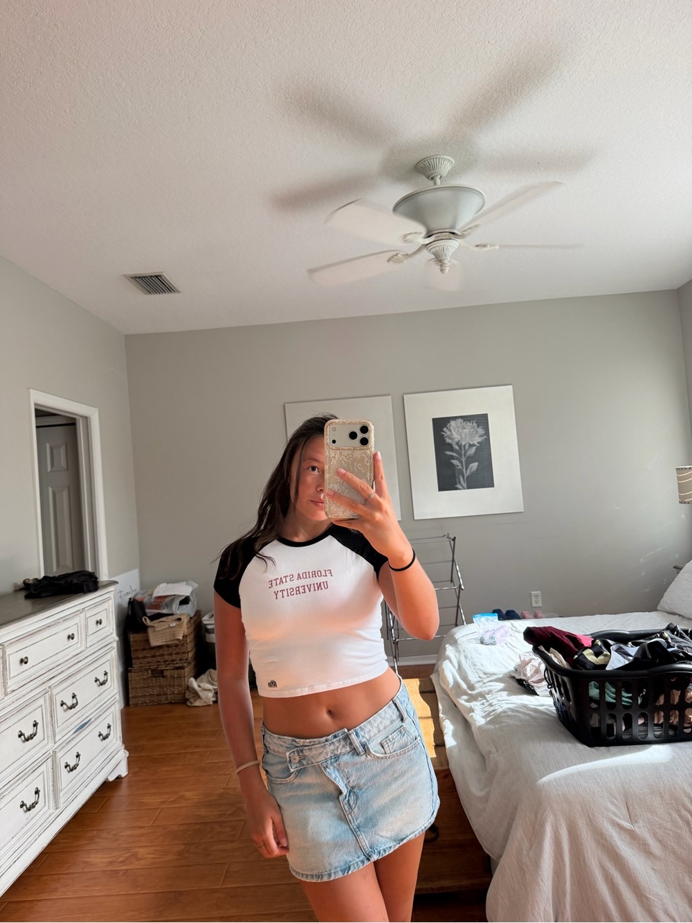 Florida State University White & Black Crop Tee